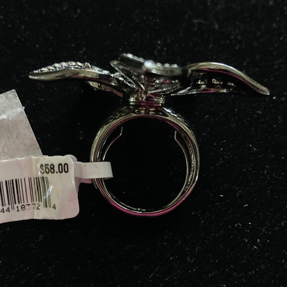 Openwork Gunmetal & Simulated Diamond Flower Ring/Size 7/Nordstrom/NEW! - Picture 3 of 3